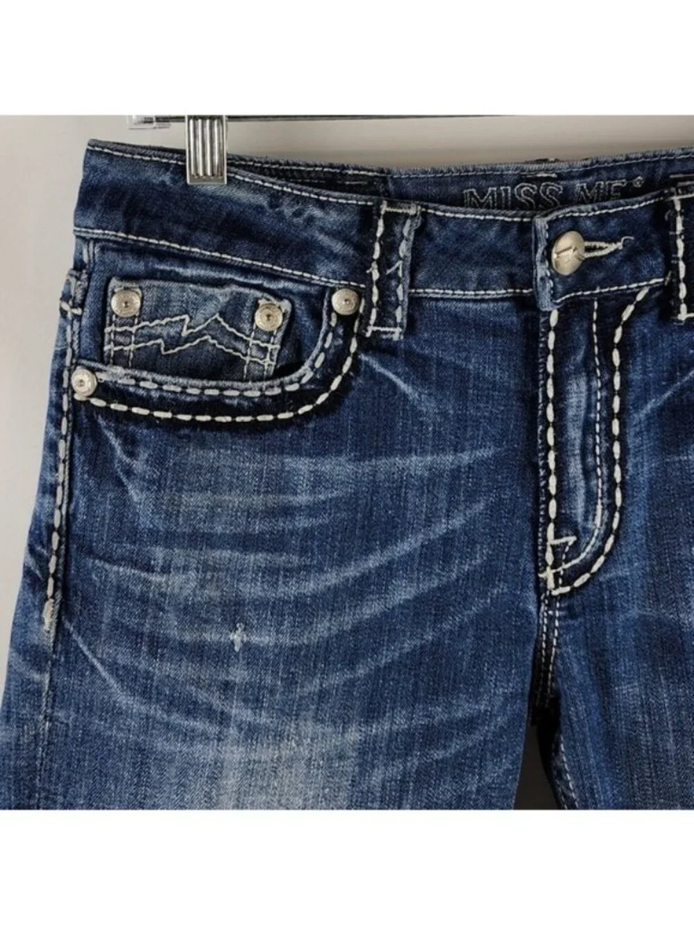 Miss Me Jeans Womens 28 Blue Capri Thick Threading JB1026P4 (28x26)